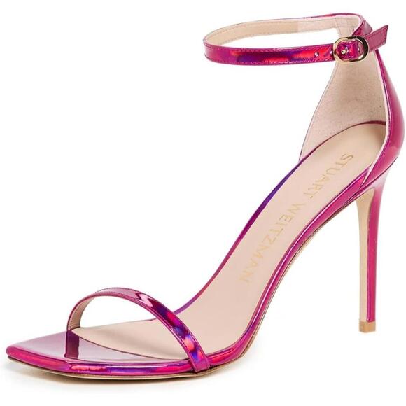Stuart Weitzman Women's Nudistcurve 100mm Sandals Hot Pink NWOB Size 9.5 - Picture 1 of 9